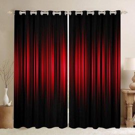 Abstract Ombre Window Curtains, Red Black Blackout Curtain, Room Decor Red Ombre Darkening Drapes, Modern Gradient Contemporary Window Treatments - Color: Abstract Ombre, Size: 42x63