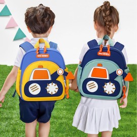 YAMEIZE Children Backpacks for Boys Kids Toddler Backpack Small Cute Cars Schoolbag with Chest Strap Kindergarten Rucksack Bookbag for 3-6 Years Old