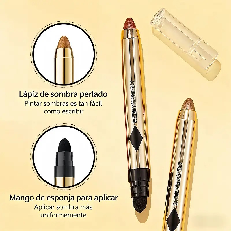 Doble Lápiz Sombras Portátil: Perla Con Brillo Fino