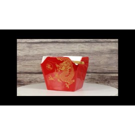 Oriental Longwei Dragon King Takeout To Go Box Serving Bowl With Chopsticks Set