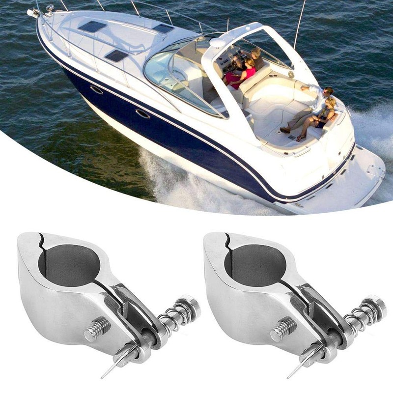 Akozon Bimini Top Hinge Rail Bracket 2 Pieces Steel Boat