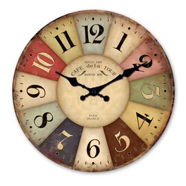 Constantplanet Farmhouse Wooden Wall Clocks Battery Operated 10 Inch