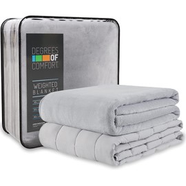 Degrees of Comfort Weighted Blanket Queen Size for Adults with Removable Cover, 1 x Cozy Heat Warm Minky Plush Washable Cover Included, Micro Glass Beads Technology, 60x80 18Lbs, Grey