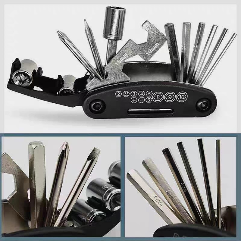 WUDQIJI Bicycle Multifunction Tool 15 in 1 Bicycle Tool Bicycle