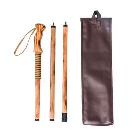 3-pc Detachable Hardwood Walking Stick Pine Handle with Compass (Nature Color, 55 Inches, 1 Piece)