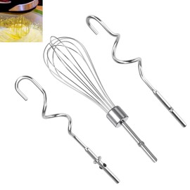 Wbgraceful 3-Piece Stainless Steel Hand Mixer Set: Beaters, Dough Hooks, and Whisk Attachment for Kitchen Accessories. Compatible with Hand Mixers.