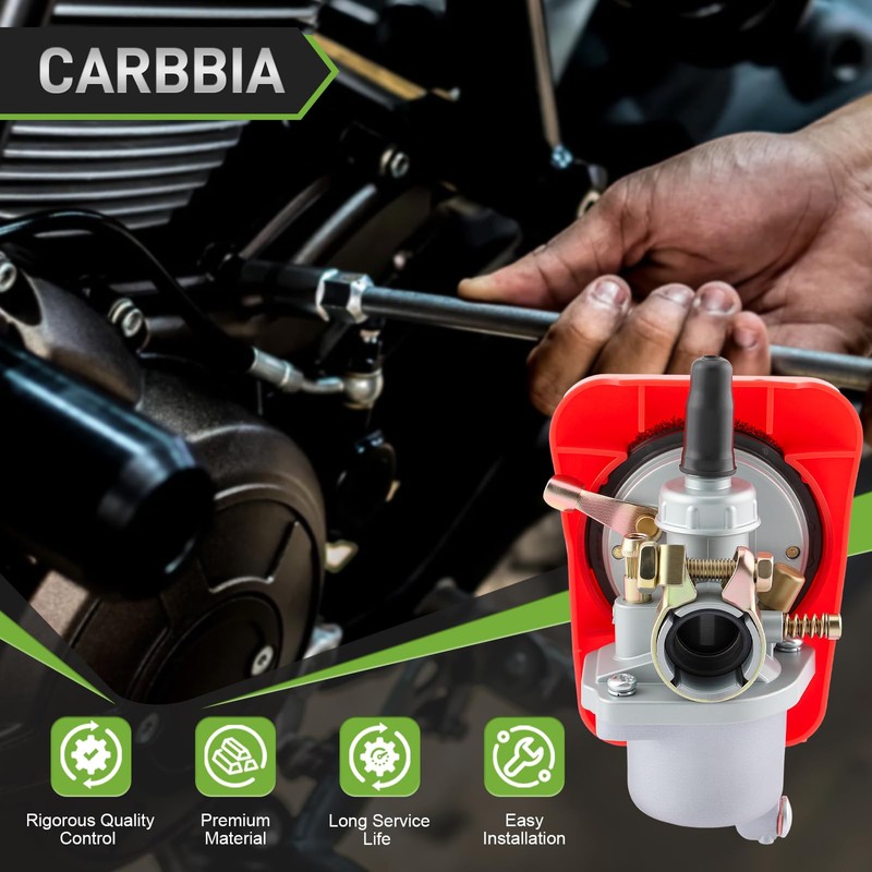 CARBBIA Red Motorized Bike Carburetor for 2 Stroke 49cc 50cc