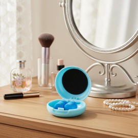 WJIAAA Earplug Cases,4Pcs Ear Plug Carrying Case,Mini Portable Earplug Case Round Potable Ear Plug Holder for Earplugs Business Trip Storage Trinkets Pills(Black,Blue)