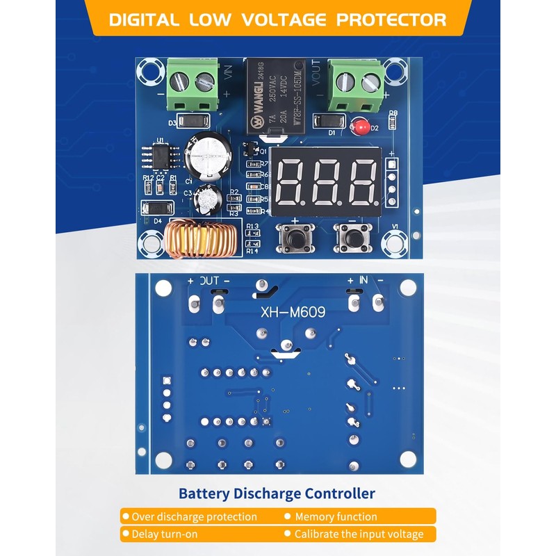 LYLANMO 8PCS DC Voltage Protection Digital Low Voltage Protector Disconnecting