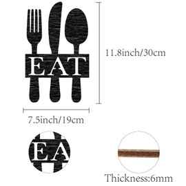 CREATCABIN Word Eat Sign Laser Cut Wood Letter Sign Fork Spoon Wall Decor Cutouts Unfinished Wooden Signs Wall Art Hanging Sculpture for Crafts DIY Farmhouse Kitchen Dining Room Black 11.8x7.5Inch