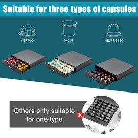 FICARTS K Cup Holder Drawer 30 Pods Capacity, One Drawer Design for Nespresso Pods Holder, Coffee Pod Holder Compatible With Keurig Pod Organizer&Nespresso/K-Cup/Vertuo Pod Holder, Black