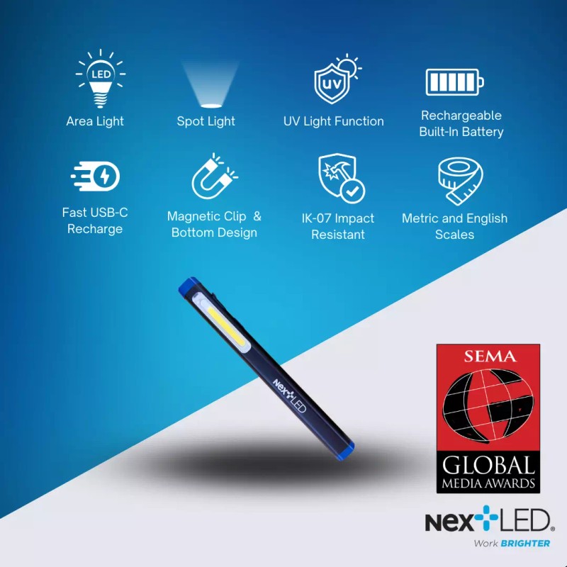 NextLED NT-6615 Rechargeable Pen Light, Spot, Flood & UV Light,