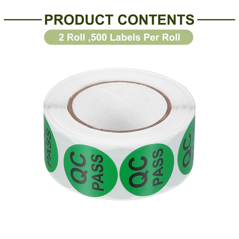 sourcing map 2Roll 1000Pcs QC Pass Labels, 1 Inch Round