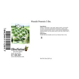 OliveNation Wasabi Coated Peanuts, Salty Crunchy Sweet and Spicy Snack, Non-GMO, Kosher, Vegan - 5 pounds