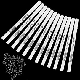 Scettar 12 Pieces White Gel Pen, Premium Fine Point White Gel Pen Set, White Line Drawing Pen, Gelly Roll Pens White for Art, Colouring, Sketching, Drawing, Illustration, Note-Taking, Writing