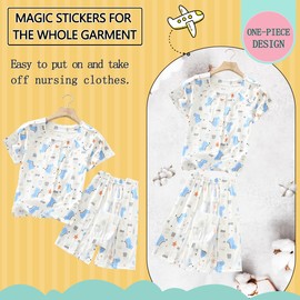 Siomlana Children Bedridden Patient Suit,Recovery Clothes,Disability Clothing with Full Opening on Both Sides,Suitable for Post-op Care,Fracture Boys and Girls Patients