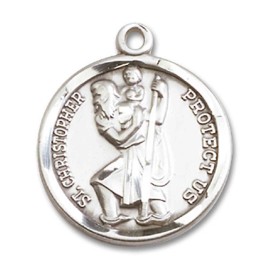 Bliss Sterling Silver Saint Christopher Navy Medal Pendant Necklace 18" Chain GiftBox