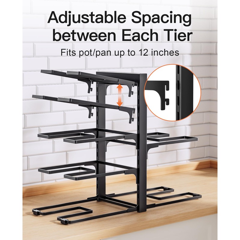 ORDORA Pots and Pans Organizer Rack for Cabinet, 15.83" Height
