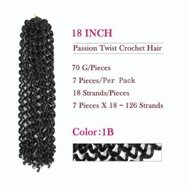 Blissource Passion Twist Hair 18inch 7Packs Water Wave Crochet Hair Extensions 18strands/pack Passion Twist Crochet Hair Passion Twists Braiding Hair Bohemian Braids Synthetic Crochet Hair