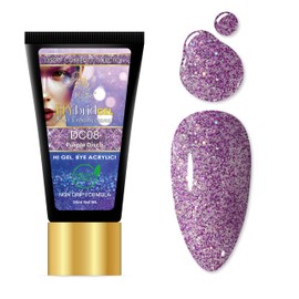 HYBA Disco Confetti Hybrid Gel Nail Polish, Single Tubes (Purple Disco) DC08