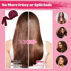 Silk Bonnet for Sleeping,Double Layer Satin Bonnet for Women,Sleeping Cap,Adjustable Soft for Natual Curly Hair Red