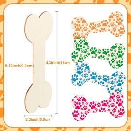 40 Pieces 4.3 x 2.2 Inches Wood Dog Bone Cutouts Unfinished Wood Dog Bone Plain Bone Shaped Wood for Crafts Wooden DIY Projects Home Decoration