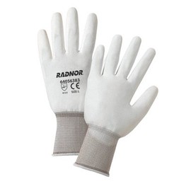 Radnor Large White Premium Polyurethane Palm Coated Work Gloves With 15 Gauge Nylon Liner