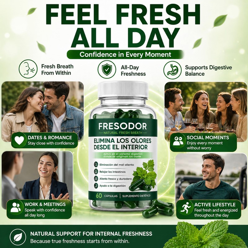 Fresodor para Mal Aliento, Internal Body Deodorizing Supplement with Chlorophyll,
