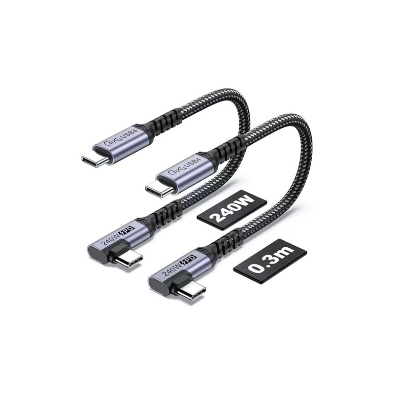 SUMPK 30cm USB 4 Kabel rechtwinklig [2 packs], 240W USB