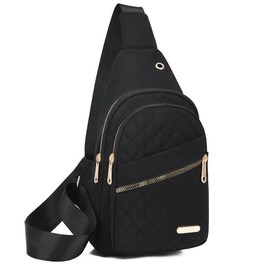 2025 Solid Color Quilted Fanny Pack - Casual Large Capacity Zipper Chest Belt Bum Bag, Adjustable Sling Bag for Daily Use, Lightweight & Waterproof:_black