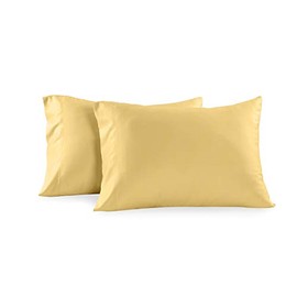 Royal Hotel Bedding Solid Gold 600-Thread-Count 2pc / Pair Standard/Queen Size 20" x 30" Pillowcases 100% Cotton, Sateen, Pillow Cases