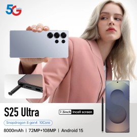 2025 Global S25 Ultra 5G Smartphone 16GB+1TB Big Storage Dual SIM 108MP Rear Long Standby New Release Wholesale Mobile Phonecolor: Green, ram: 16g, storage capacity: 1TB, plug: UK