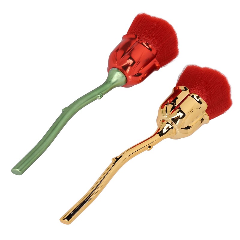 2pcs Rose Shape Nail Brush Dust Removal Thickened Die Cast