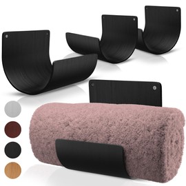 Bamboo Towel Rack by Aura Nest Set of 4 Wood Towel Racks Bamboo Bathroom Accessories -Wall Towel Holder for Rolled Towels Wooden Towel Racks for Bathroom Spa Bathroom - Black