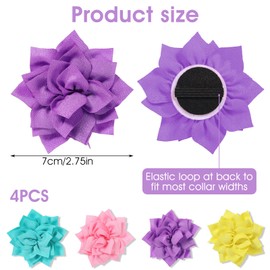 Dog Collar Flowers, 4 PCS Multi Color Dog Flowers Collar Accessory Pet Collars Flower Clip on Dogs Bow Tie Charms Flower Removable Dogs Collars Floral Attachment for Cat Pets Puppy Grooming Supplies