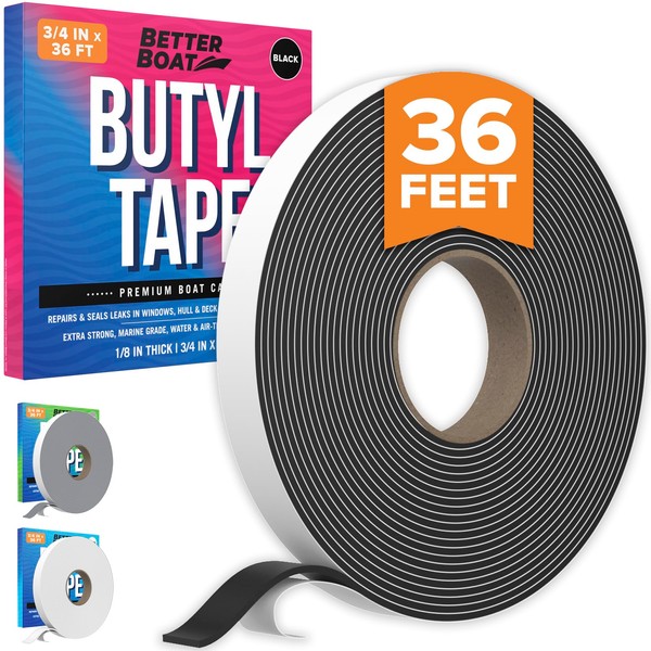Butyl Tape RV and Marine Boat Windows and Sealing Black Double Sided Putty Tape RV Window Seal Kit Butyl Sealant Tape Outdoor Waterproof Rubber Caulking Tape 1/8 x 3/4 x 36 FT Black