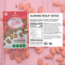 Almond ROCA Candy Bites, Buttercrunch Toffee With Almonds And Sea Salt, & Dark Chocolate & California Almonds- 4.5 Ounces (Pack of 3)- Individually Wrapped Chocolate for Sharing or Gifting