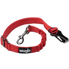12"-37" Wuglo Dog Seat Belt - Dog Car Harness for Child Safety Seat - Hook Latch Bar & Seat Belt Buckle - Adjustable Universal Dog Seatbelt for Car Travel (Red)