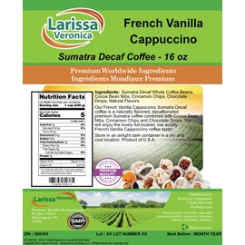 French Vanilla Cappuccino Sumatra Decaf Coffee (Gourmet, Naturally Flavored, Whole Coffee Beans) (16 oz, ZIN: 569193)