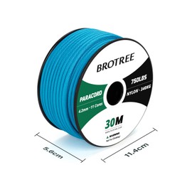 BROTREE Paracord 750lb 4.2mm 30M 100% Nylon Rope 11 Strands Parachute Cord Type IV for Survival, Outdoor and DIY - 340kg Breaking Load (Blue)