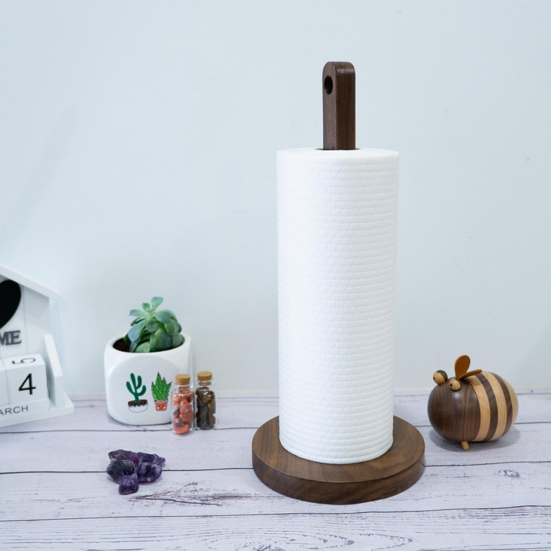 Kihomi Wooden Paper Towel Holder - Walnut Suction Cup Hand