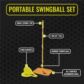Swingball Tournament - Tether Tennis Game with up to 4 Feet Adjustable Height Pole, Foam Ball, Indoor & Outdoor All Surface Base, Carrying Case, Ages 4+