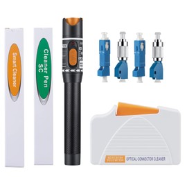 FYBOPTWU - 2 pcs Fiber Optic Cleaner Pen for LC/MU/SC/ST/FC Connector & 1pc Fiber Cleaner Box & 10km Visual Fault Locator & 2pcs FC to LC Adapter & 2pcs SC to LC Adapter