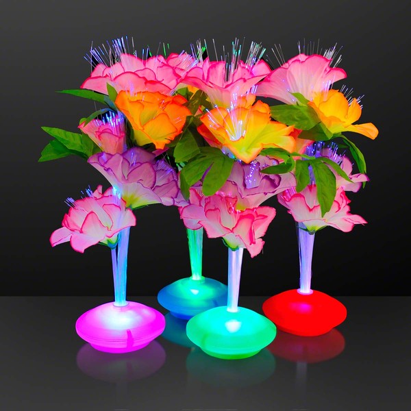 Fiber Optic LED Flower Centerpieces (Set of 12) Light Up Centerpieces for Tables