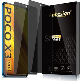 Anbzsign [2 Pack] Xiaomi Poco X3 NFC/Poco X3 Pro Privacy Screen Protector, [Full Coverage] [Case Friendly] Anti-Spy 9H Hardness Tempered Glass