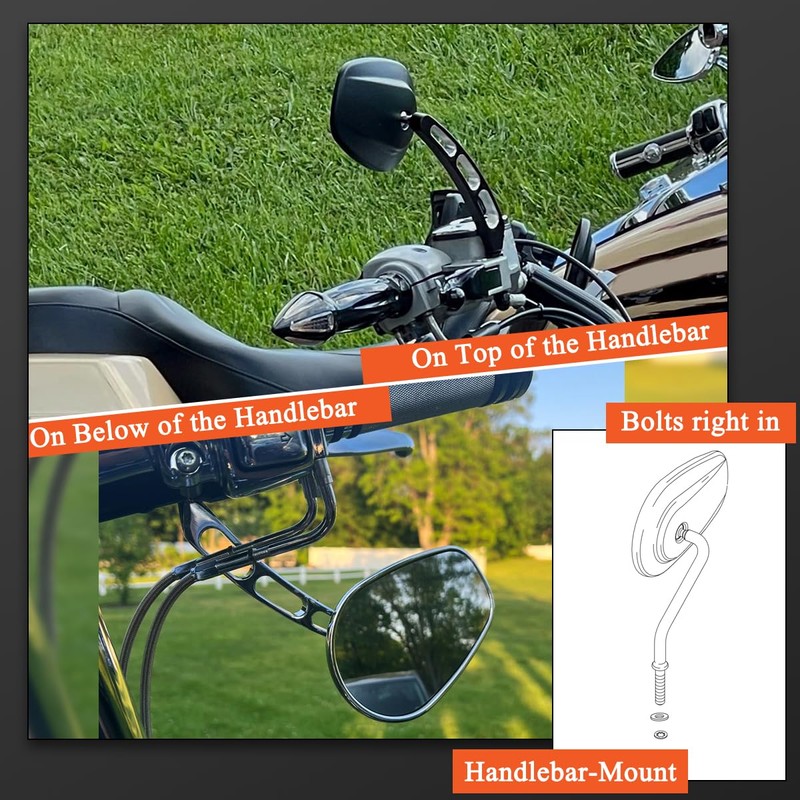 FOVPLUE Handlebar Mount Mirrors, Left and Right Set, Rearview Mirrors