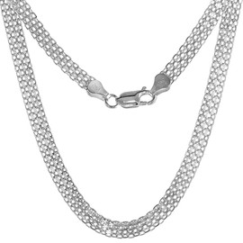 Sterling Silver 6mm Bismark Chain Necklace for Women 4-row Nickel Free Italy 18 inch