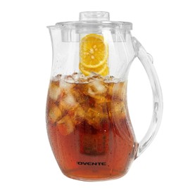 OVENTE - Jarra de agua para infusión de frutas de 2.5 l (85 onzas) con tapa extraíble y barra de infusor, jarra de bebidas acrílica sin BPA, ideal para bebidas con sabor a limonada, jugo, té helado y