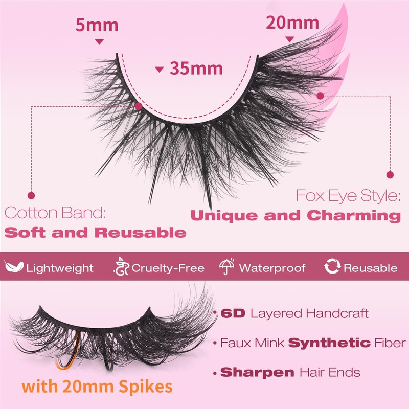 Fox Eye Lashes Wispy Faux Mink Lashes Volume Fairy Cat