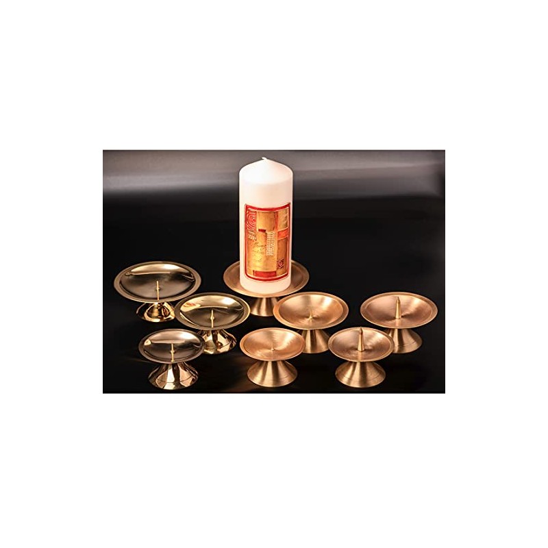 NKlaus disc candlestick Ø9cm brass gold candlestick matt altar candlestick